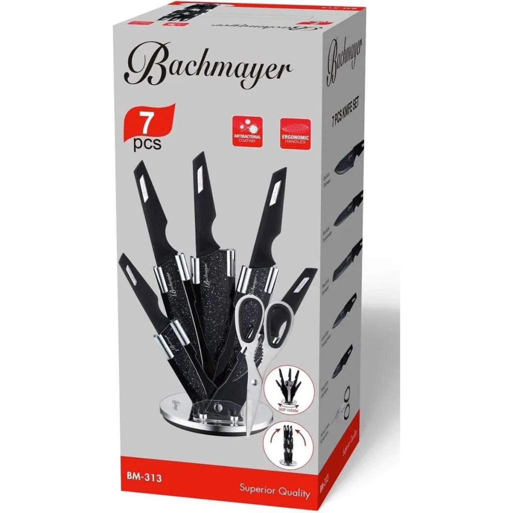 Bachmayer BM-313 7-teiliges Messerset - Inkl. Block & Schere