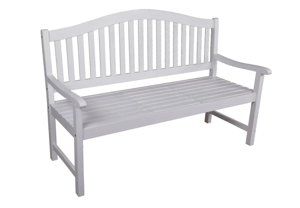 Bank SINGAPUR, mit hochklappbarem Tisch, Eukalyptus Grandis FSC 100% white washed
