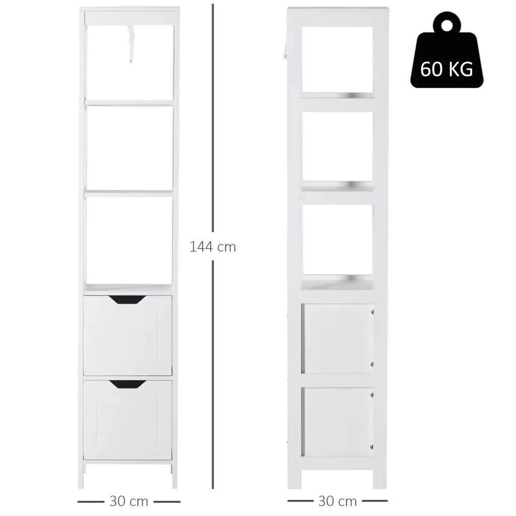 Schrank mit 2 Schubladen und 3 offenen Regalen