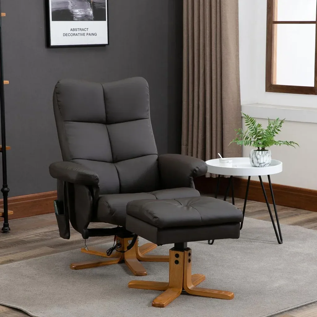 Massagesessel mit Fußhocker | Relaxsessel | Braun| 80 x 86 x 99 cm