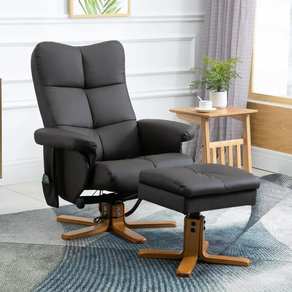 Massagesessel mit Fußhocker | Relaxsessel | Braun| 80 x 86 x 99 cm