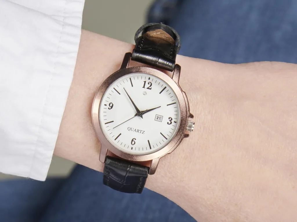 Uhren Set für Sie und Ihn - bronzefarben mit Echtlederarmband und Datumsanzeige