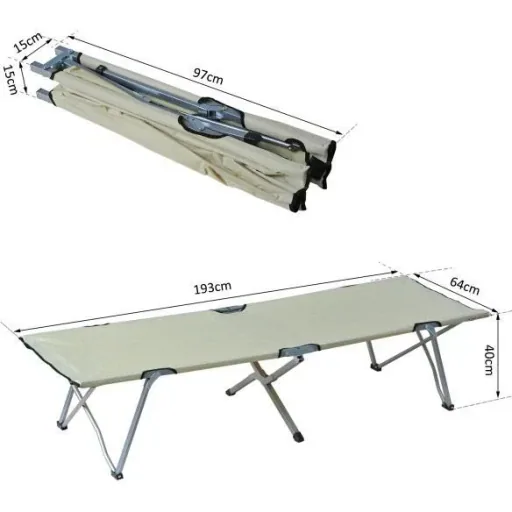 Feldbett Campingbett Liege Klappbett mit Tasche Beige
