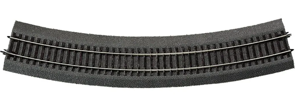6 Stück Gebogenes Gleis R6 mit Bettung, Radius 604,4 mm, Bogenwinkel 30°
