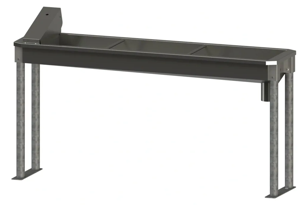Beheizbare Trogtränke 190cm aus Edelstahl, mit Bodengestell