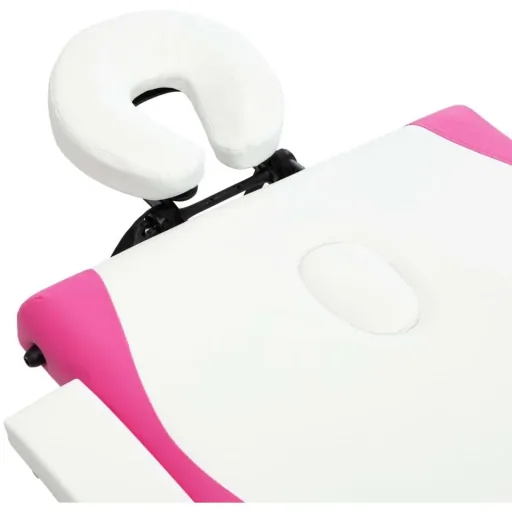 Klappbarer Massagetisch mit 3 Zonen Holz weiß und rosa