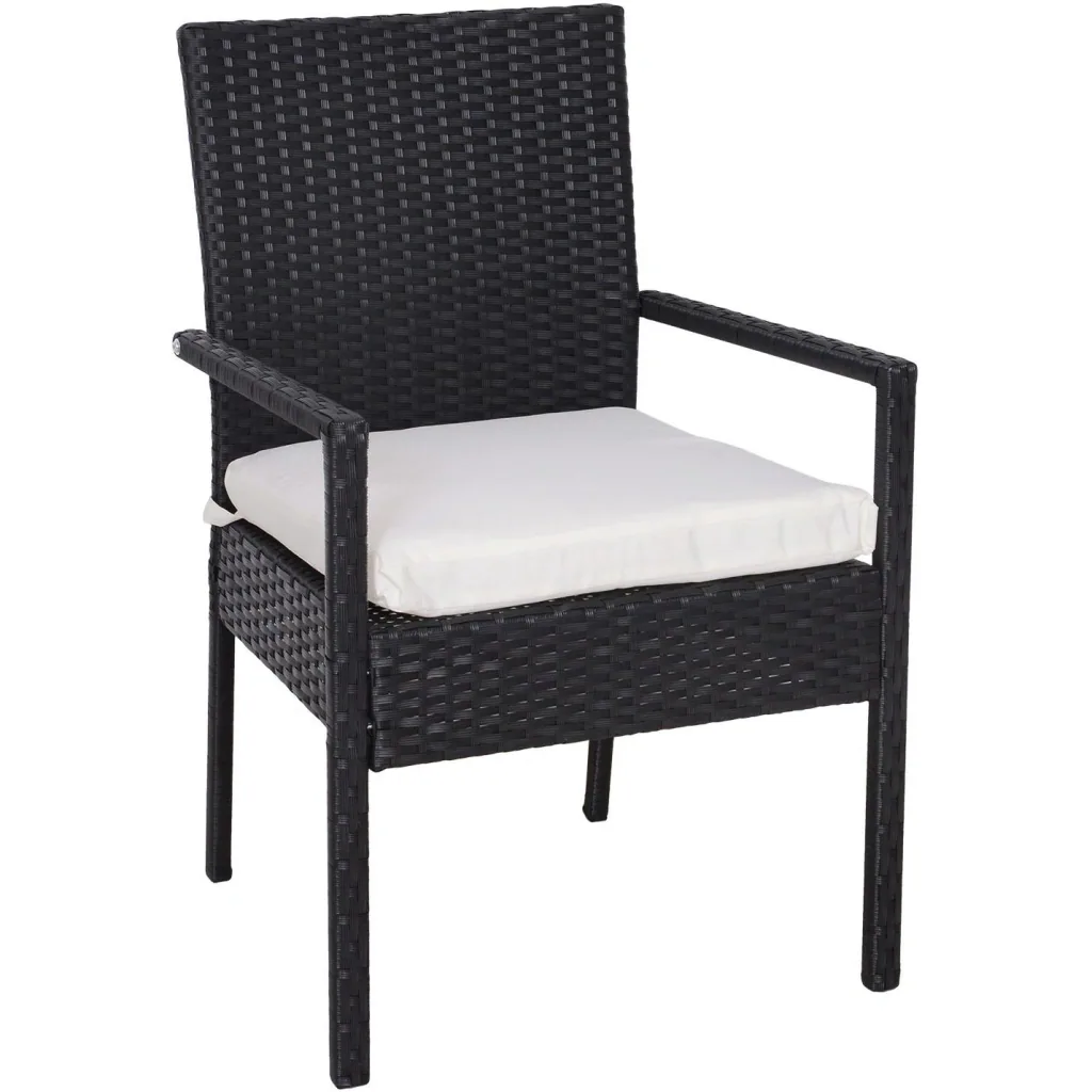 Gartensitzgruppe 3-tlg, Polyrattan Gartenset Rattanmöbel für Balkone Schwarz mit Sitzkissen