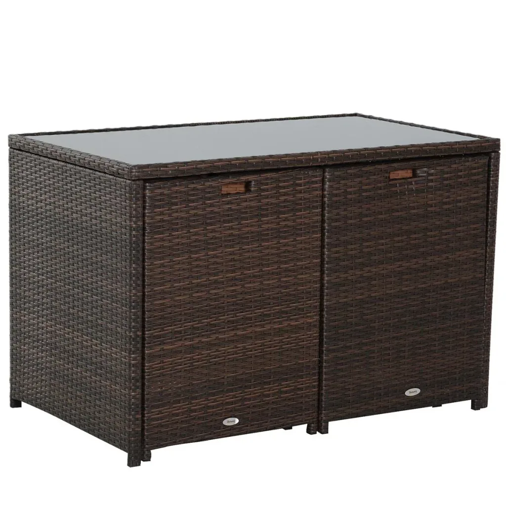 Polyrattan Garnitur als 5-teiliges Set braun/cremeweiß
