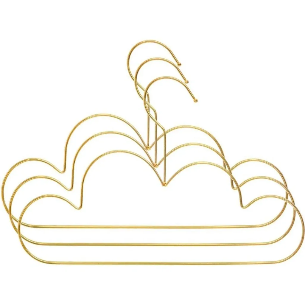 3er Set Kinderkleiderbügel - Wolkenmotiv - Gold