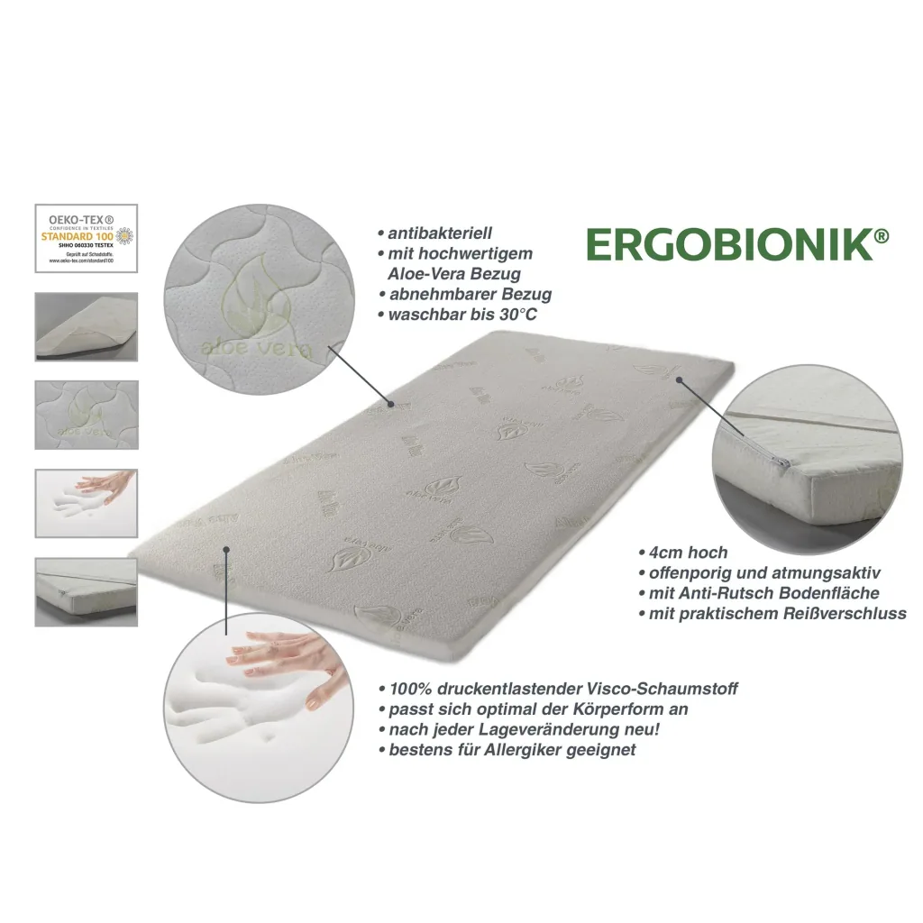 Memory Foam Kissen Aloe Vera, 80x40cm