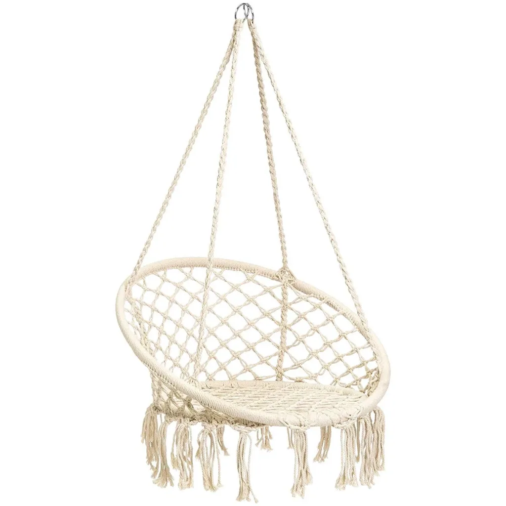 Hängesessel BARBUDA mit Kissen, Stahl / Baumwolle/Polyester, weiß