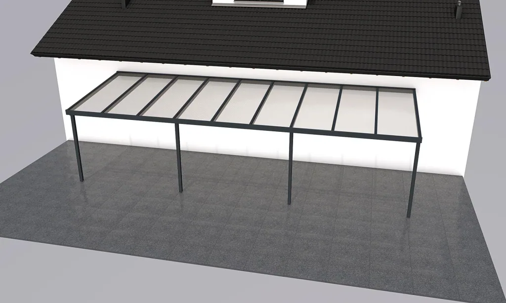 Terrassendach Premium, anthrazit, 9135 x 3060 mm - 10mm Verbundsicherheitsglas (VSG)