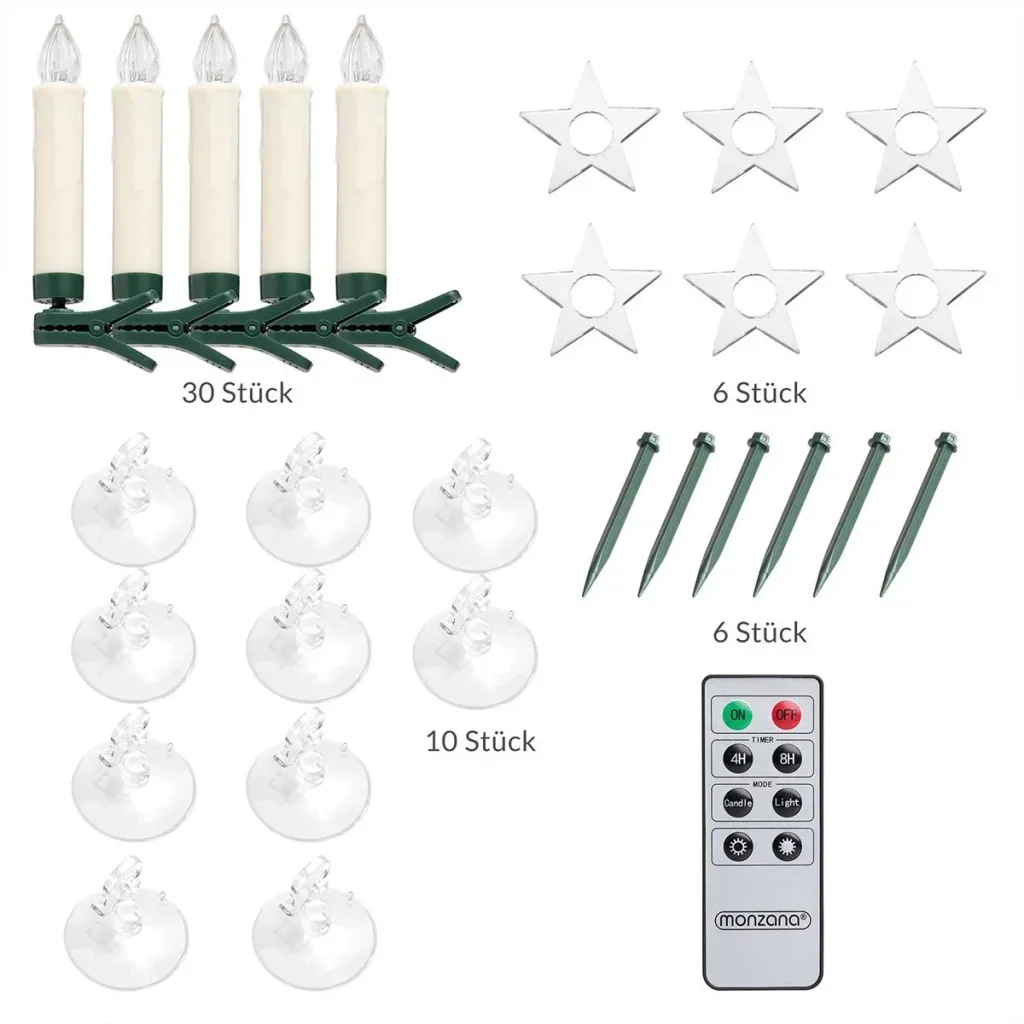LED-Weihnachtsbaumlichter - Weihnachtsbaumschmuck - Set mit 30 farbigen Lichtern, ferngesteuert