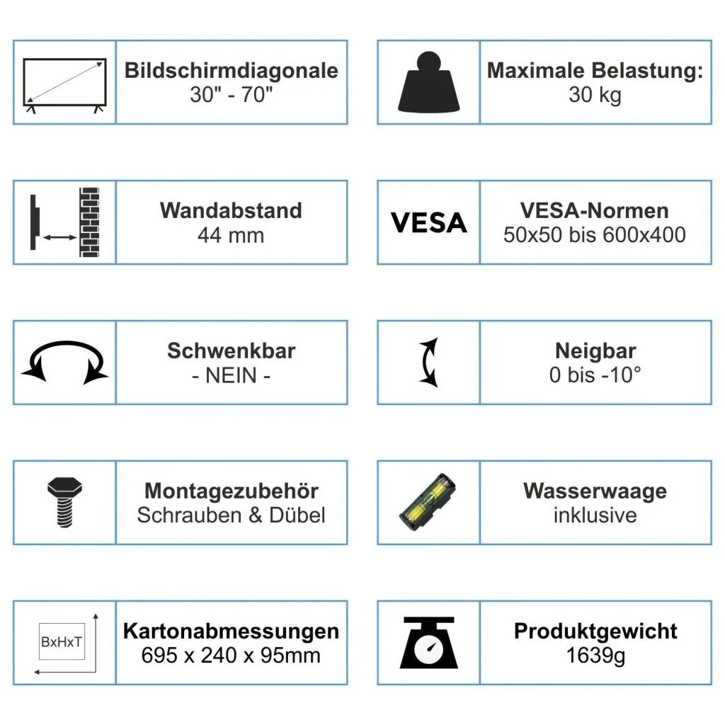 Basic LCD TV Wandhalter 30-70 Zoll