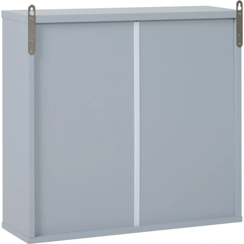 Badschrank Hängeschrank Badmöbel Wandschrank Spiegelschrank Holz Grau 48 x 14,5 x 45 cm