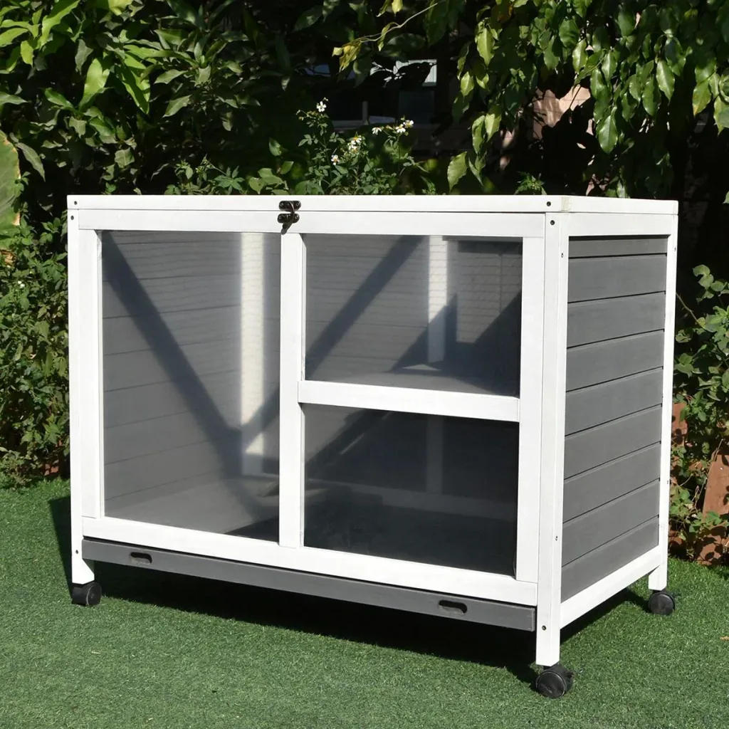 Kaninchenstall mit Rollen natur