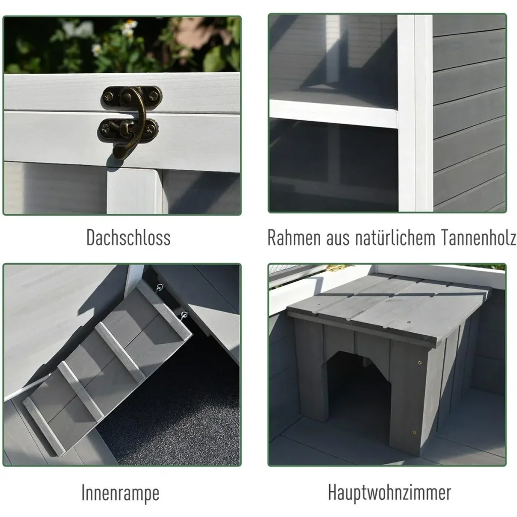 Kaninchenstall mit Rollen natur