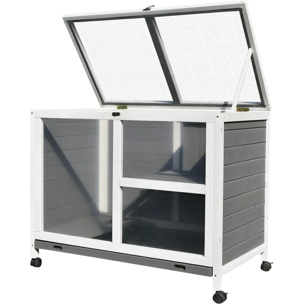 Kaninchenstall mit Rollen natur