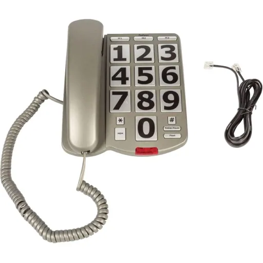 Festnetztelefon mit Tasten Grau/Silber