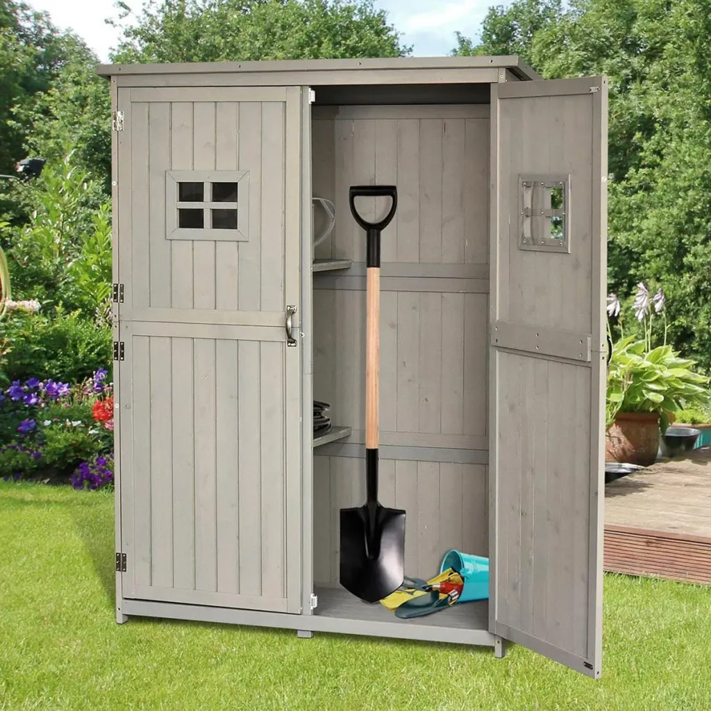 Geräteschuppen Gerätehaus Geräteschrank Pultdach Garten Holz Grau 127,5x50x164cm