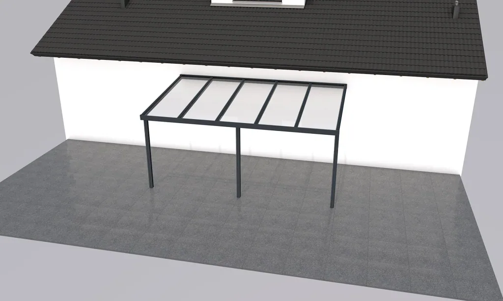 Terrassendach Premium, anthrazit, 5100 x 3060 mm - 10mm Verbundsicherheitsglas (VSG)