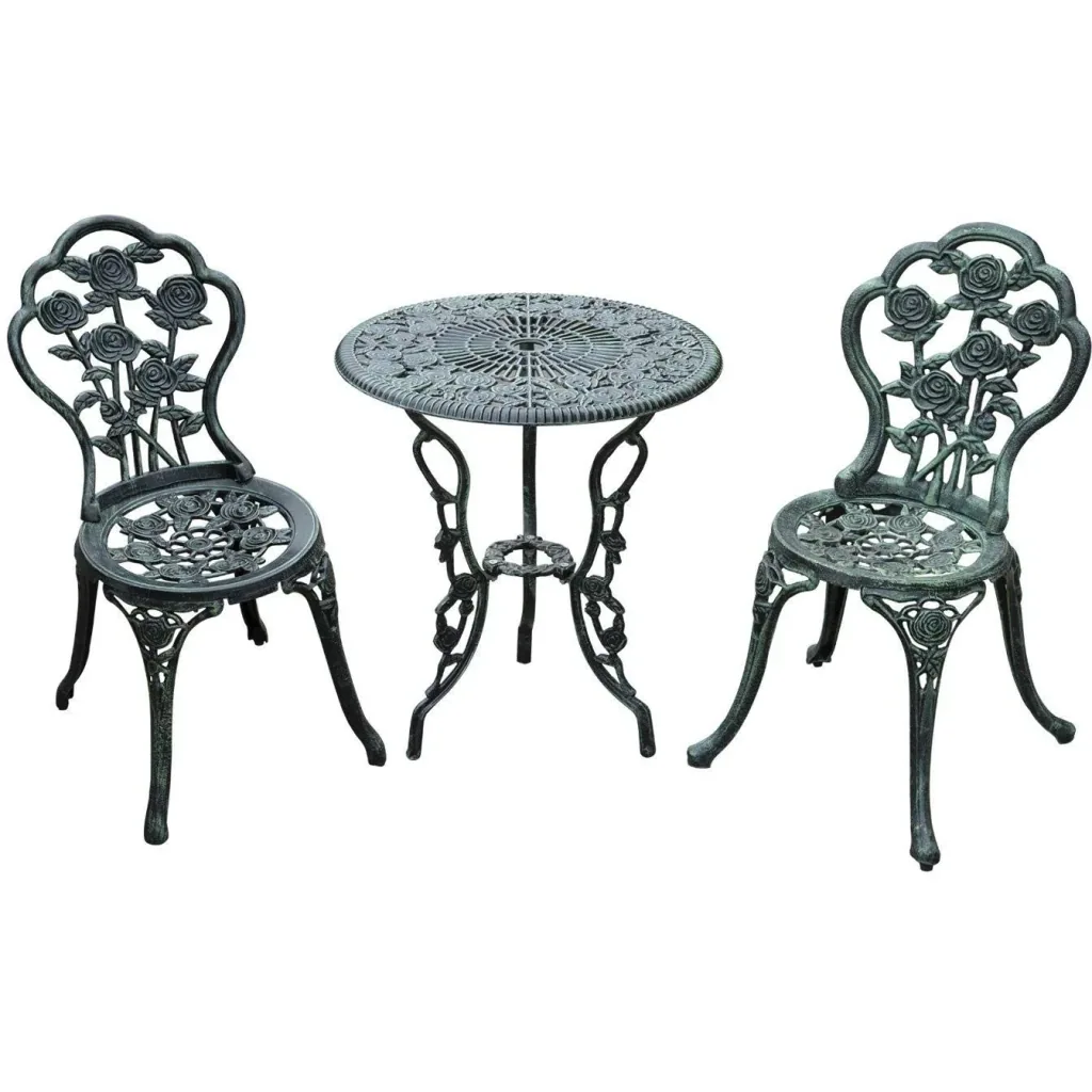 Bistroset Balkon 3-tlg. Gussaluminium Antik Grün