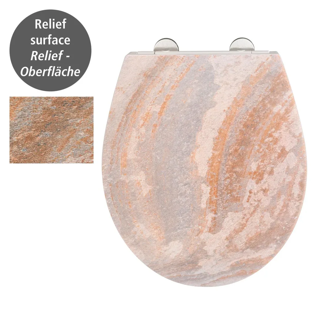 Premium WC-Sitz Canyon mit Relief, aus antibakteriellem Duroplast, mit Absenkautomatik
