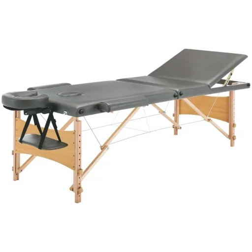 Massageliege 3 Zonen 186x68 cm Holzrahmen anthrazit