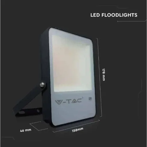 VT-32 LED-Flutlicht - 30 W - 4100 Lm - 6500K - schwarz - Extra effizient