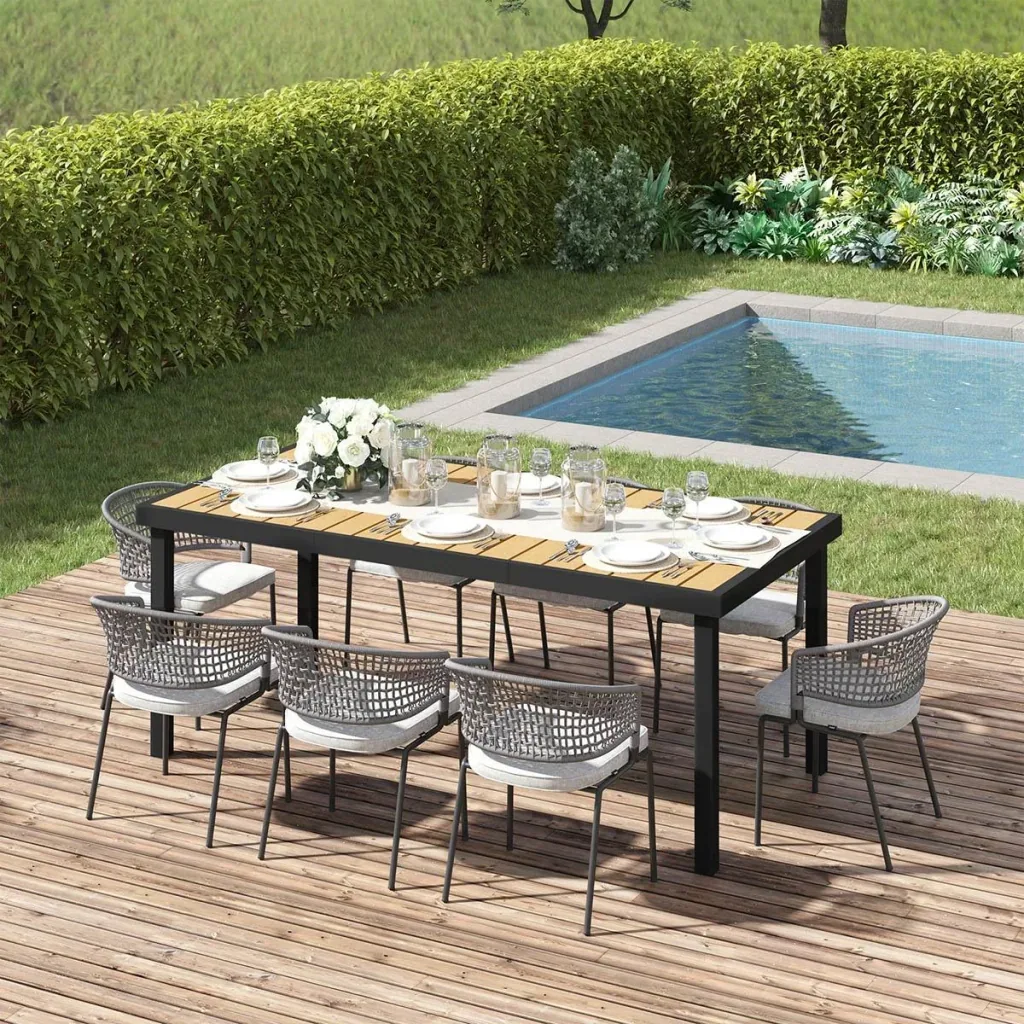 Gartentisch für 8 Personen Aluminium 190cm x 90 cm x 74 cm
