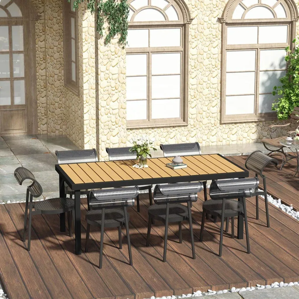 Gartentisch für 8 Personen Aluminium 190cm x 90 cm x 74 cm