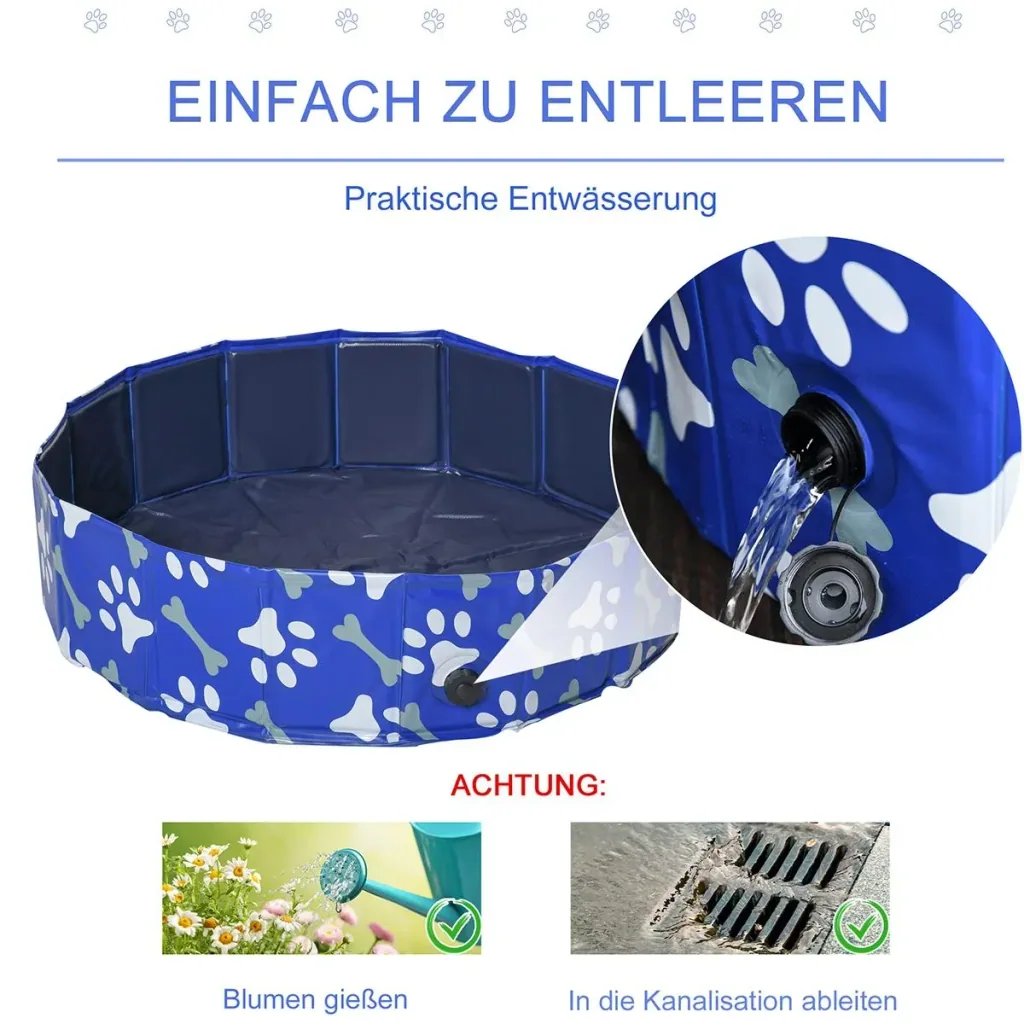 Hundepool mit Wasserablassventil blau