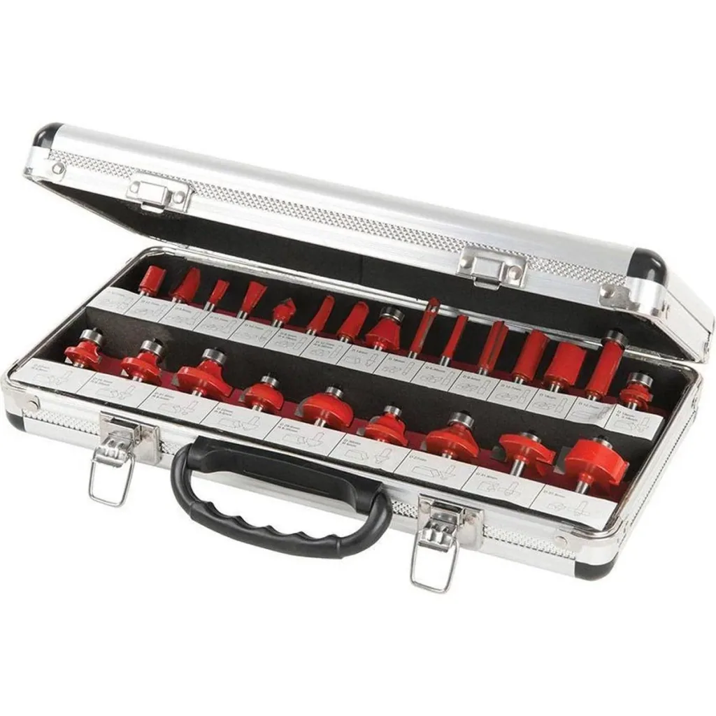 1500 W Oberfräse 1/2" MIT 24-teiligem 1/4" TCT Oberfräsersatz