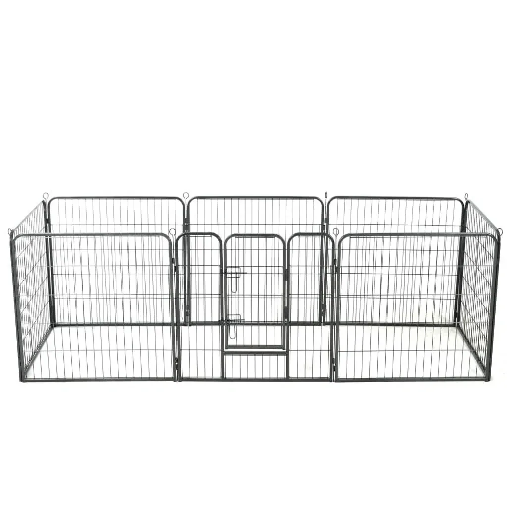 Hundeauslauf 8 Platten 80x80 cm Stahl schwarz