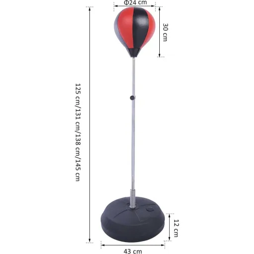 Punchingball-Set mit Boxhandschuhe schwarz/silber/rot