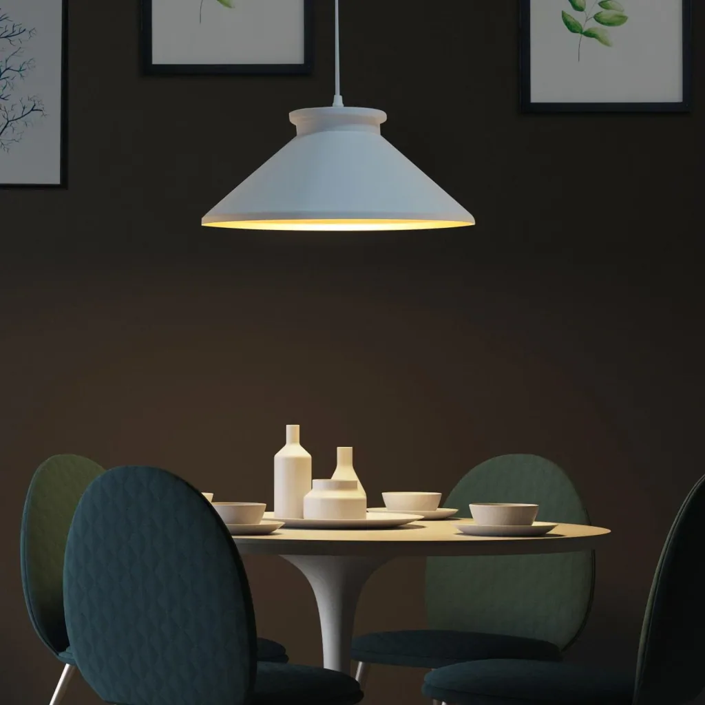 Hängeleuchte Deckenlampe Industrie Vintage E27 40 W Küche Bar Metall weiß ?37 x H14,5 cm (ohne Birne)