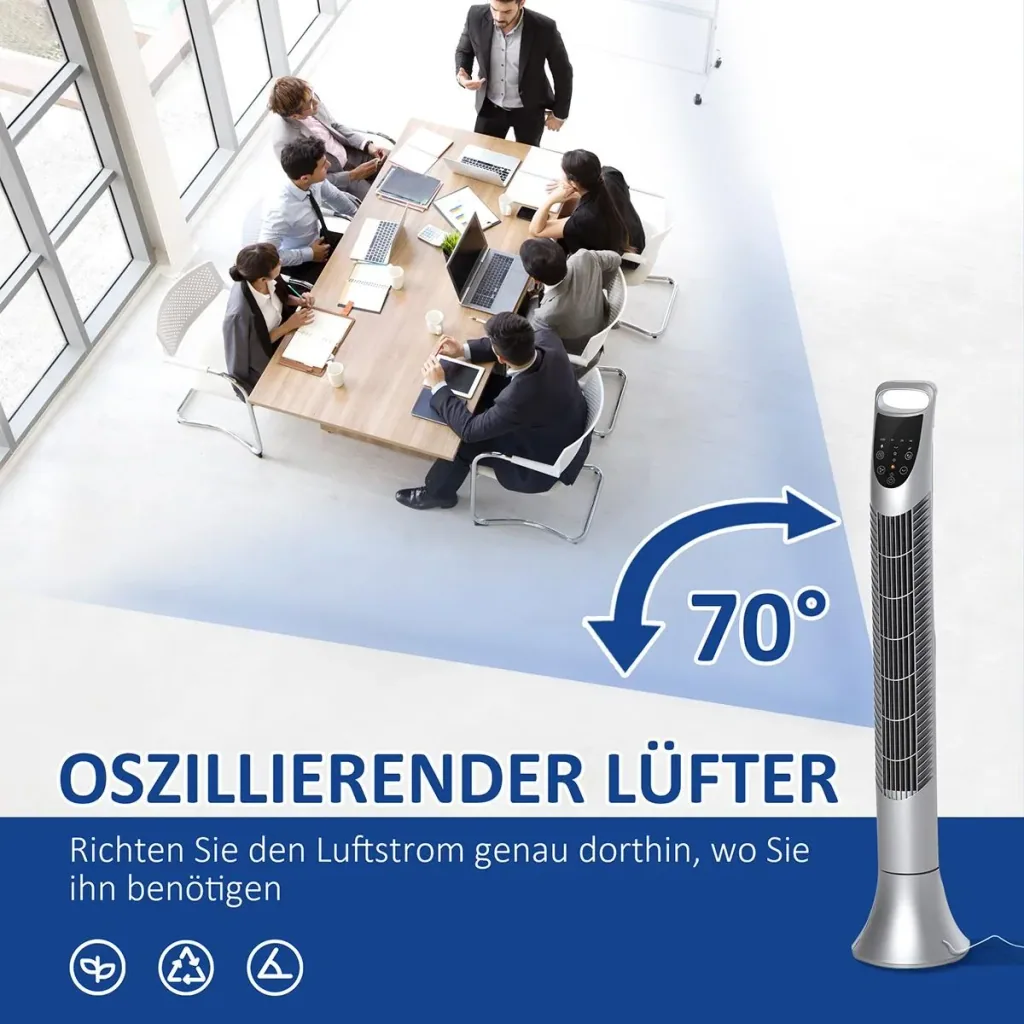 Turmventilator mit 3 Belüftungsstufen weiß