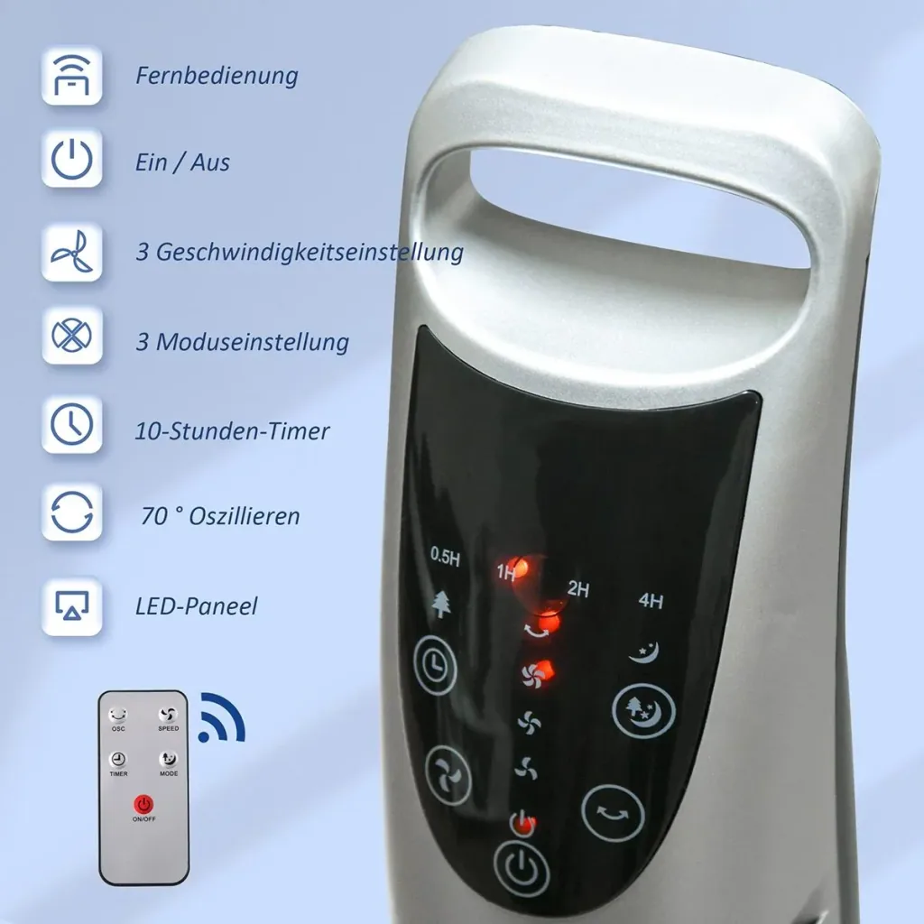 Turmventilator mit 3 Belüftungsstufen weiß