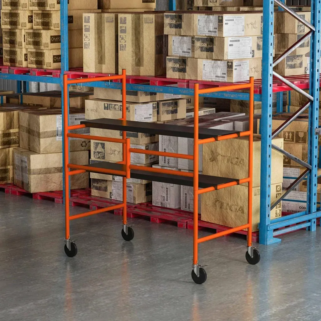Arbeitsgerüst mobiles Gerüst Treppenleiter Leiter mit Feststellrädern Verstellbare Arbeitsplattform tragbar zusammenklap