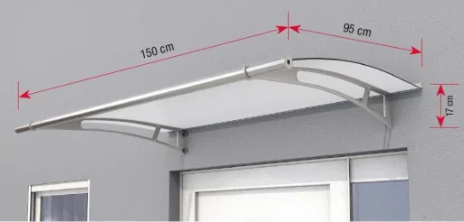 Pultvordach L 150, 150 x 95 x 17 cm, Edelstahl, 4 mm klar