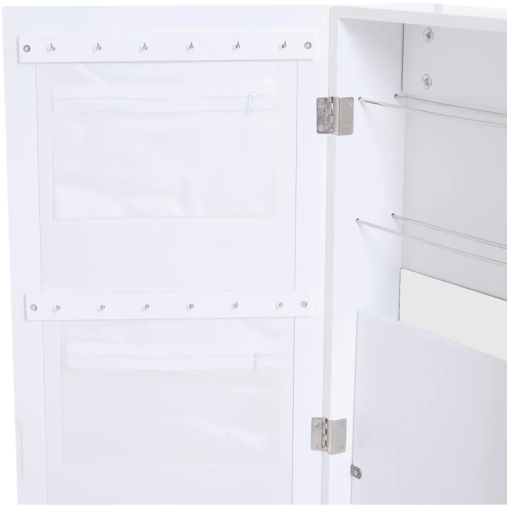 Spiegelschrank Schmuckschrank mit Innenspiegel ausklappbare Wandspiegel höhenverstellbar Weiß