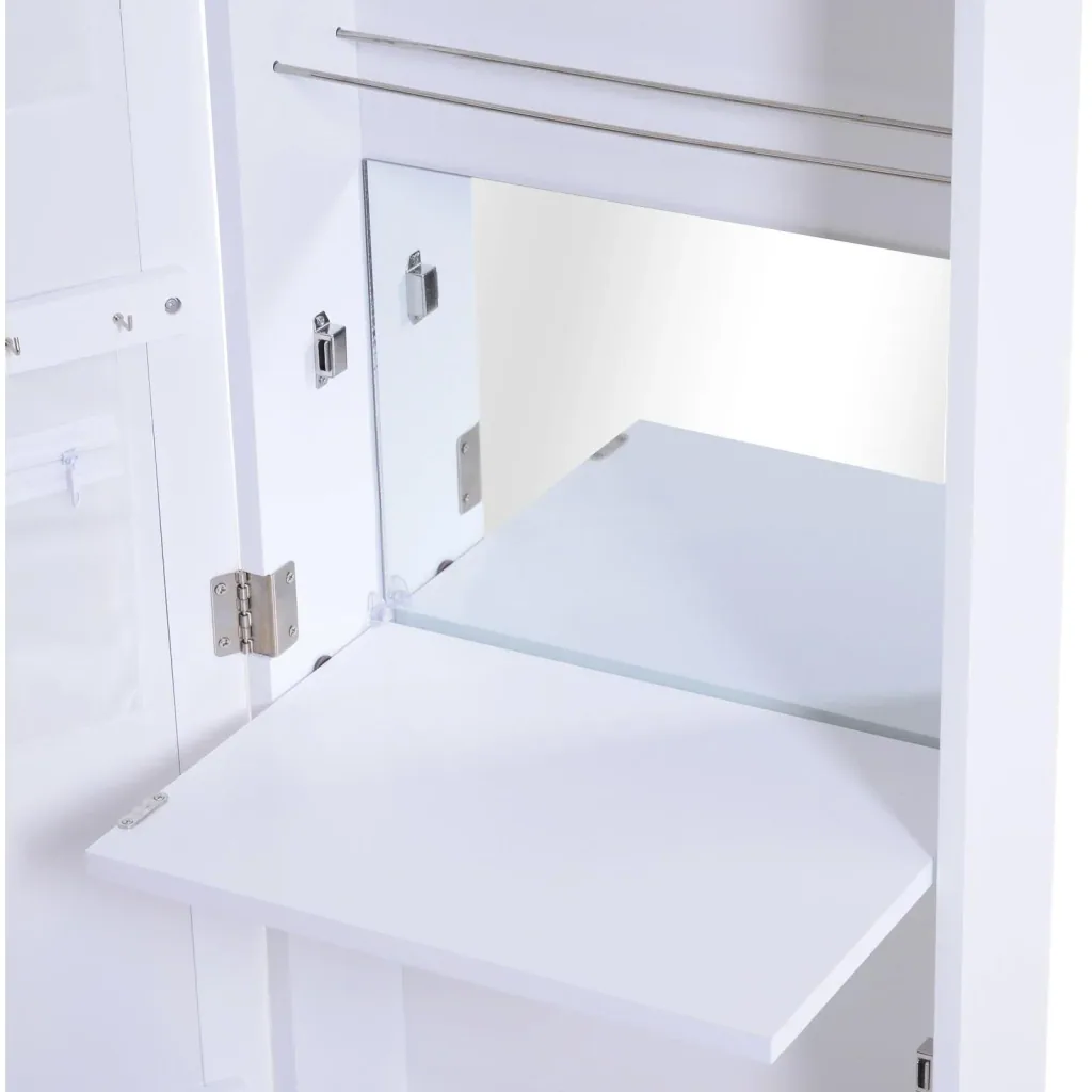 Spiegelschrank Schmuckschrank mit Innenspiegel ausklappbare Wandspiegel höhenverstellbar Weiß