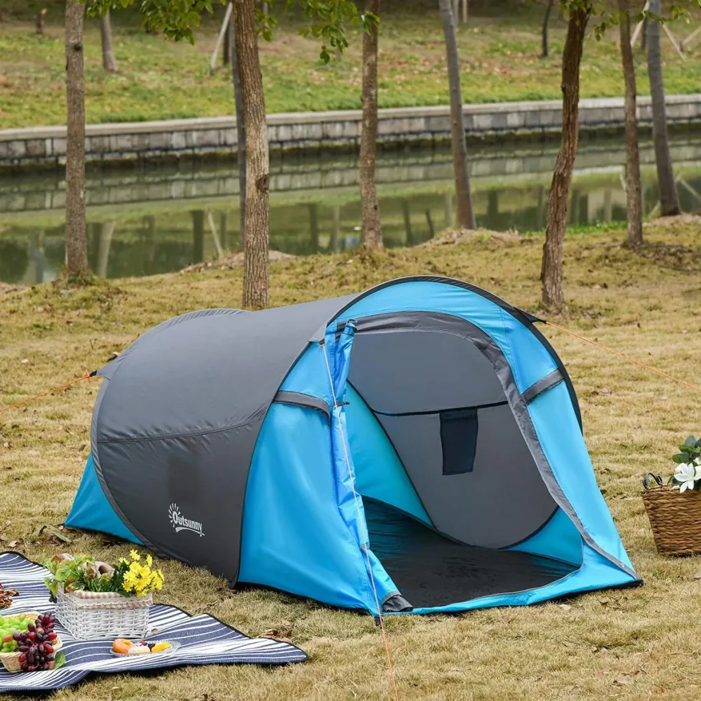 Campingzelt für 1-2 Personen blau/grau