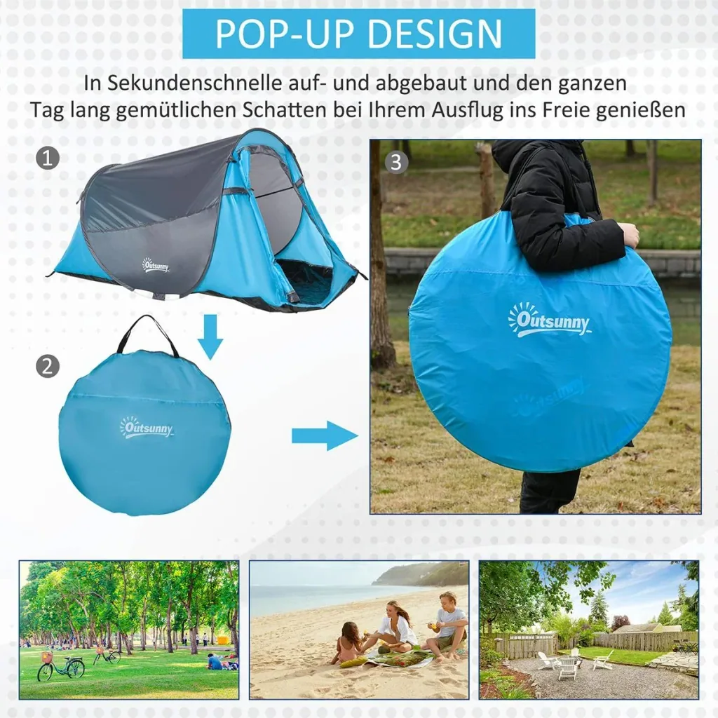 Campingzelt für 1-2 Personen blau/grau