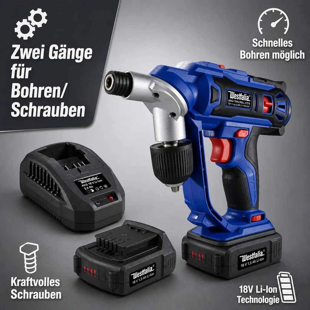 Akku-Twin Drill 18 V Li-Ion ATD18 + Akku 18 V Li-Ion 1,5 Ah + Ladegerät ALG 18 V Li-Ion, 2,4 Ah