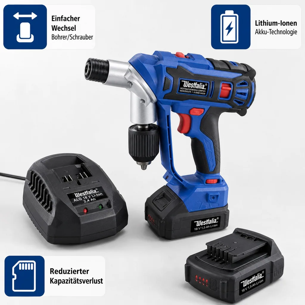 Akku-Twin Drill 18 V Li-Ion ATD18 + Akku 18 V Li-Ion 1,5 Ah + Ladegerät ALG 18 V Li-Ion, 2,4 Ah