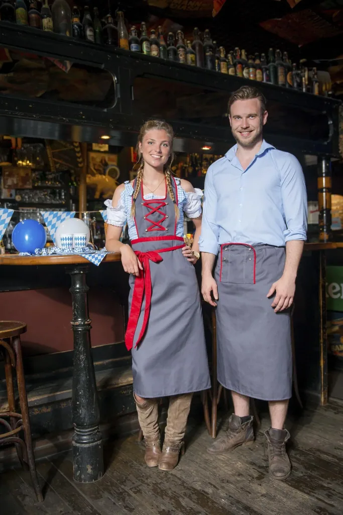 Schürze für Damen, Farbe grau/rot, Einheitsgröße