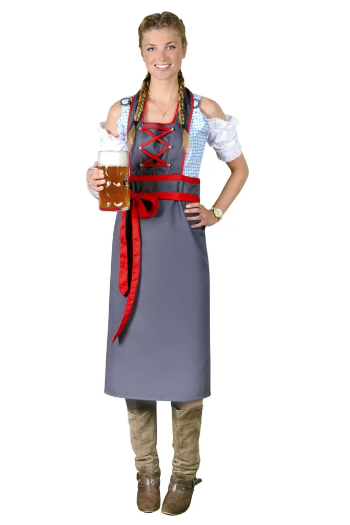 Schürze für Damen, Farbe grau/rot, Einheitsgröße
