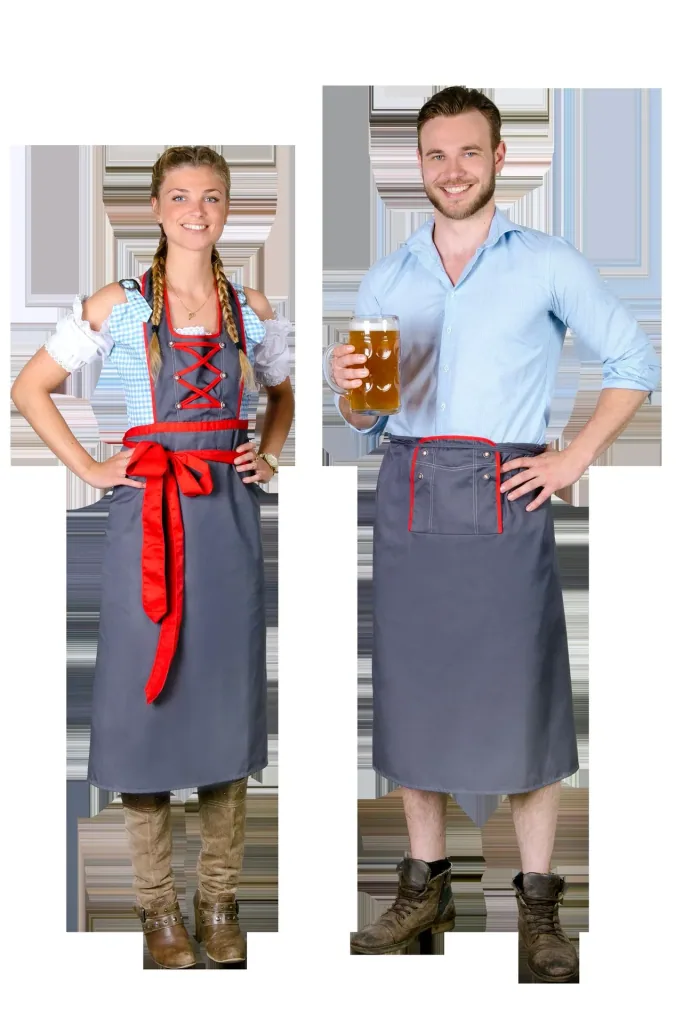 Schürze für Damen, Farbe grau/rot, Einheitsgröße