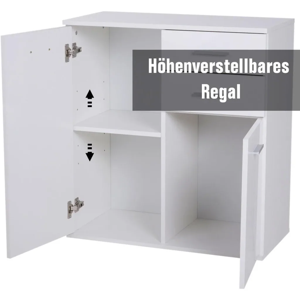 Kommode Standschrank Sideboard Schubladenkommode Beistellschrank verstellbar Fach mit 2 Schubladen Weiß 71 x 35 x 76 cm